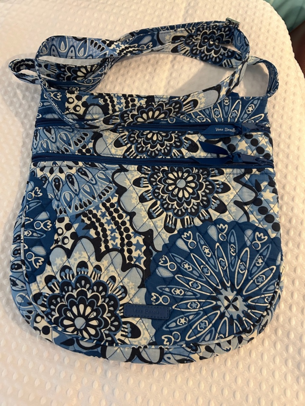 Vera Bradley Blue Navy and White Quilted Floral Crossbody